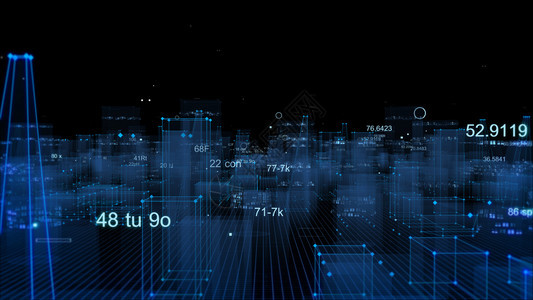 建筑学3D利用网络空间信息存储中的数据将抽象技术数字城市转换为商业连接的图片