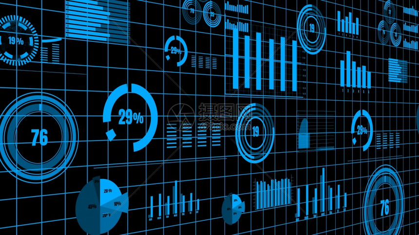 信息通技术用于财务数据分析的愿景商业仪表板3D使计算机图形用于财务数据分析的愿景商业仪表板能够用于财务数据分析图片