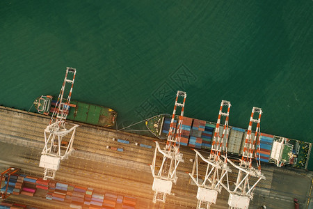框架航运鸟瞰海港集装箱货物载船进出口业务物流货运输业务物流贸易港口和海运货物到港口制造业图片