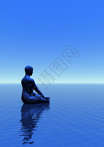 美丽的佛以蓝空背景在海洋上冥想和空虚的沉睡灵图片
