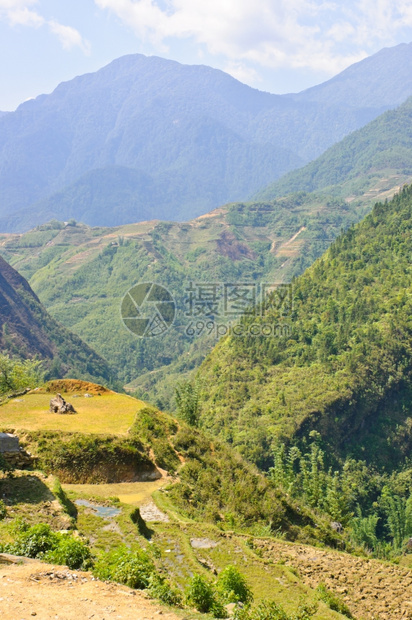 越南萨帕高地的山景草亚洲文化图片