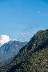 美丽的远足高山脉公园有雨林夜晚与月亮共度夜自然图片