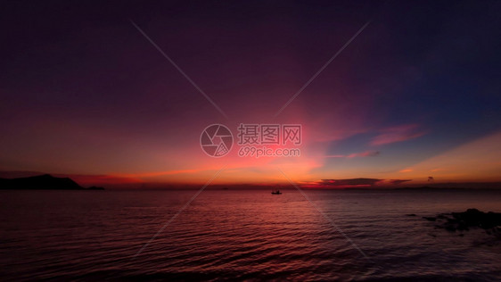 日落海滩和黄昏的天空自然夏橙图片