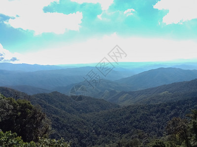 绿色风景优美丽的山丘和蓝天空爬坡道图片