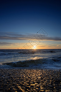 黎明放松荷兰海滩日落的景色阳光图片