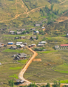 村庄亚洲人越南水稻梯田Hmong少数民族村旅行图片