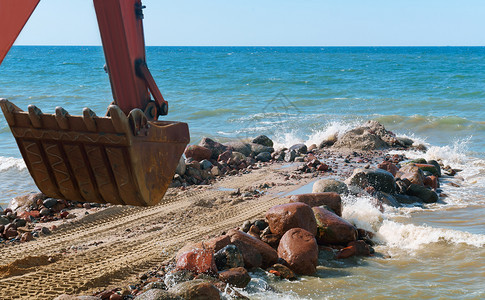工程岸上施设备防波堤施工海岸保护措施上工设备防波堤施工结石行业图片