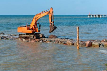 机器土壤海滩岸上施工设备防波堤施工海岸保护措施上工设备图片