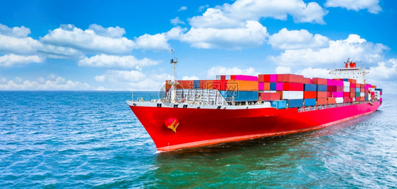 工业的货物航海集装箱货船运海舶全球商业进出口贸易物流和全球集装箱货船在公海运输图片