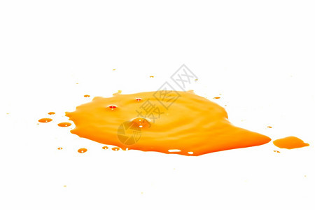 橙色水滴喷洒在白背景上气泡药物有质感的图片
