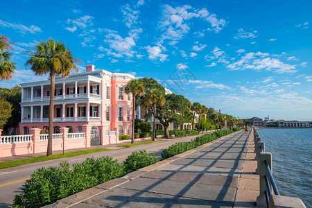 南部海滨走道美国南卡罗来纳州Charleston具有历史意义的滨海区电池公园图片