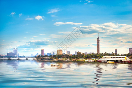 电视目的地在开罗尼河升起时日出位于开罗市中心建筑学图片