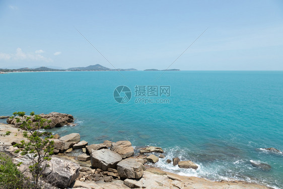 普吉美丽的蓝色天然海夏空绿松石图片