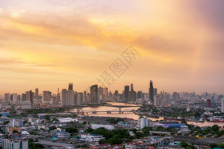 白色的亚洲区美丽空中风景Bangkok城市景色Rama3桥是ChaoPhraya河上与曼谷桥平行建造的梁图片