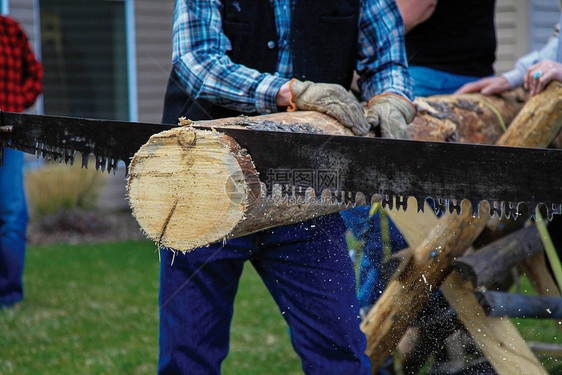 叉刀行业旧法式金属Lumber锯切木日志图片
