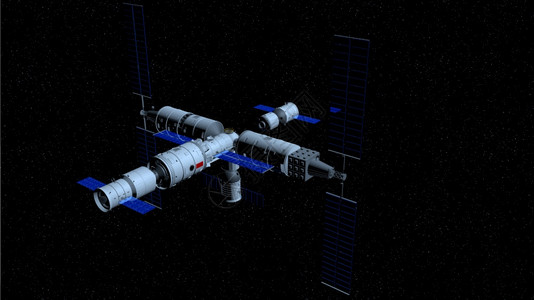 云神舟载人飞船与天宫三号核心舱耦合方向空间站与星背景3D插图神舟载人飞船在与天宫三号耦合方向空间站与星背景3D插图使命宇背景图片