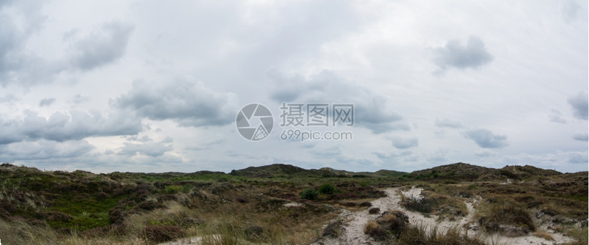 出去颜色草在有风的暴雨天期间荒地景观图片