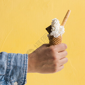 复制晶圆鲜冰淇淋加巧克力甜筒寒冷的图片