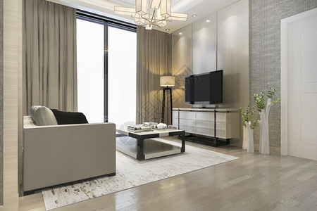 3d提供豪华和现代客厅配有沙发布自在现代的皮革图片