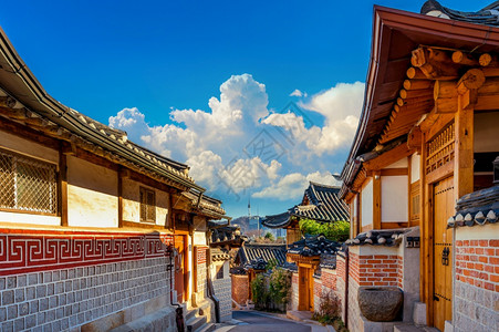 家旅行BukchonHanok村韩国传统风格建筑首尔北村图片