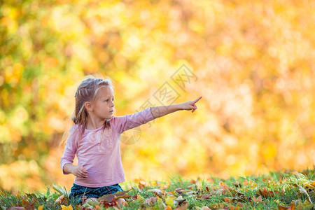 秋日户外的可爱小女孩图片
