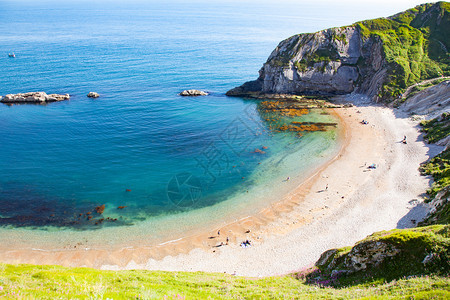 自然夏天英国日度假目的地DorsetJurassic海岸空中观察景图片
