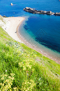 英国夏日度假目的地DorsetJurassic海岸空中观察滩美丽的编队图片