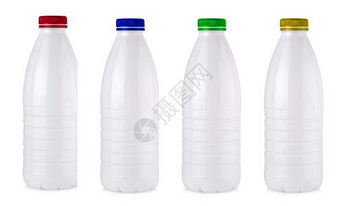 白色背景的一套塑料奶瓶装营养空白的新鲜图片