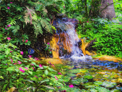 夏日水塘风景图片