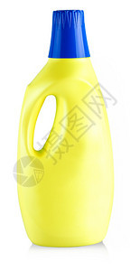 白色背景中带有家用化学品的黄色塑料瓶白背景中带有家用化学品的黄色塑料瓶清除家庭卫生图片