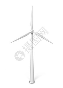 创新的可再生风能发电机3d插图白色背景上孤立的图片