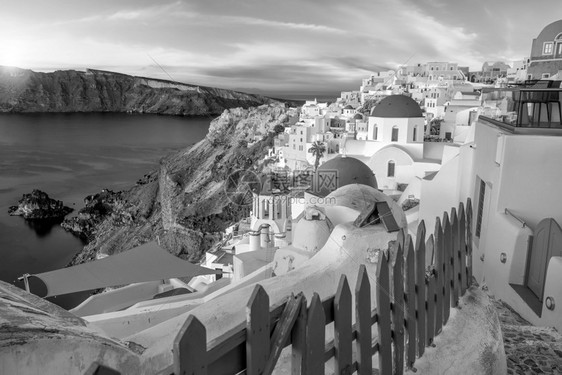 建造圣托里尼岛日落的奇观之景著名的欧亚城希腊洲景观图片