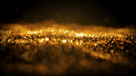 摘要金黄色闪光粒子燃烧在外层空间产生火灾效果的金黄色闪光粒子3D背景插图使成为庆典星云图片