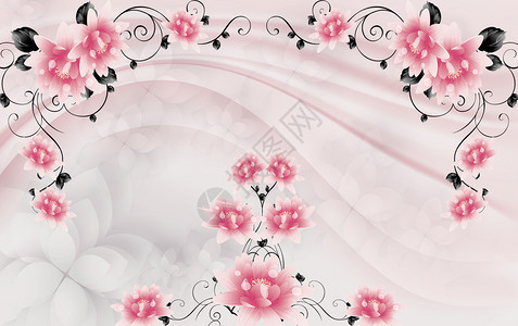 魅力优雅的3D壁纸豪华花卉下颚金玫瑰粉红色艺术图片