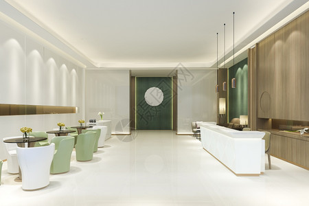 当代的3D提供豪华酒店招待厅绿色音的亚洲风格地面盛大图片