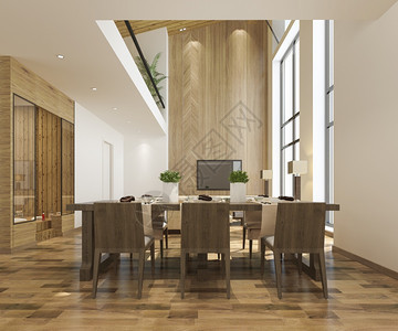 奢华建筑学3d提供现代餐厅和客配有豪华装饰品地面图片