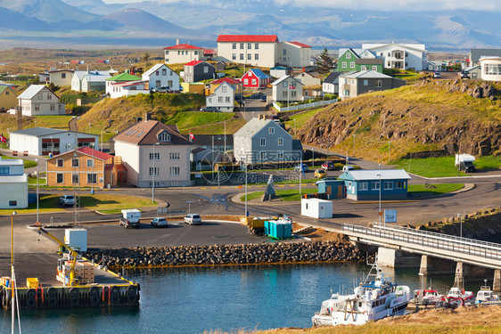 边缘北欧的Stykkisholmur镇冰岛西部Snaefellsnes半岛白色的图片