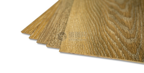 用于房屋翻新家庭室内设计置的乙烯塑料瓷砖新木型板材维尼基钢铁地板材料白底隔离的聚氯乙烯新家用材料为了木新的图片