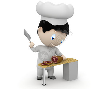 烹饪在工作时的厨师在穿着制服的剪裁火腿中快乐笑的厨师New不断增多地收集各种表达式独特的多用途人物图像咖啡店餐厅帽背景图片