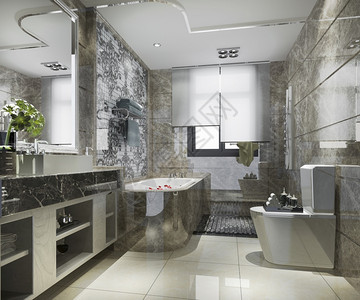 3d以彩色瓷砖装饰器提供现代浴室住宅最小的肥皂图片