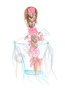 手在女孩后视线上绘制水彩色的编织胸罩与外界隔绝插图画后部图片