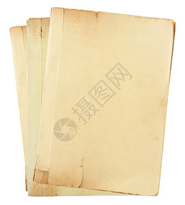 白色孤立的旧书页堆叠知识棕色的笔记本图片