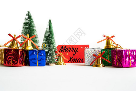 魔法纸圣诞快乐和新年卡片和礼品带复制空间假期图片