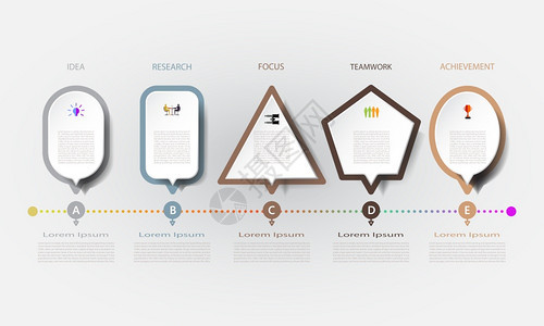 插图带有标和5个选项商业概念内容空白间时框架信息图表流程横幅模板元素书封面印刷设计步骤的线和格式以及标5个选项商业概念流程图形式图片
