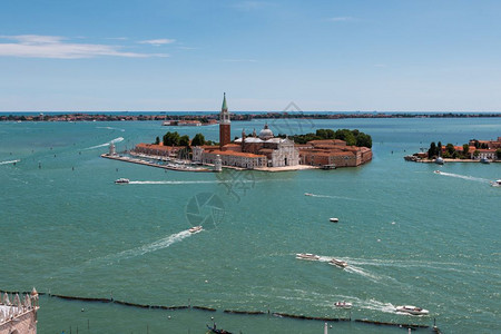 意大利威尼斯SanGiorgioMaggiore岛空中观纪念碑天线马焦雷图片