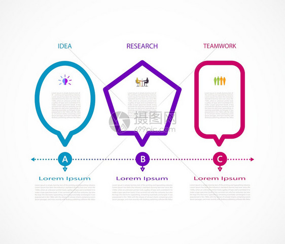 带有图标和3个选项的现代设计格式商业概念内容空白间时框架信息图表步骤处理横幅模板元素演示打印矢量布局现代的沟通图片