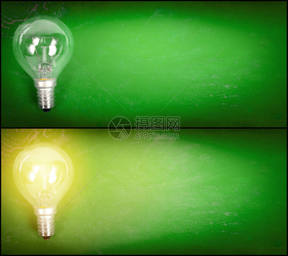 在垃圾绿色背景上简单地关闭和打开电灯超过营销解决方案图片