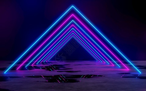 蓝色和紫尼龙管灯光空暗房间3DD显示背景说明光束技术音乐图片