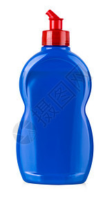 在白色背景彩塑料瓶上隔离的蓝色清洁设备在白色背景上隔离的洗涤剂瓶子橙家务材料图片