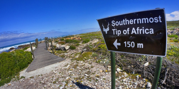 非洲最南端官方消息正式分界线大西洋和印度阿古拉哈角勒斯公园南非西开普洲兴趣厄加勒斯南部图片